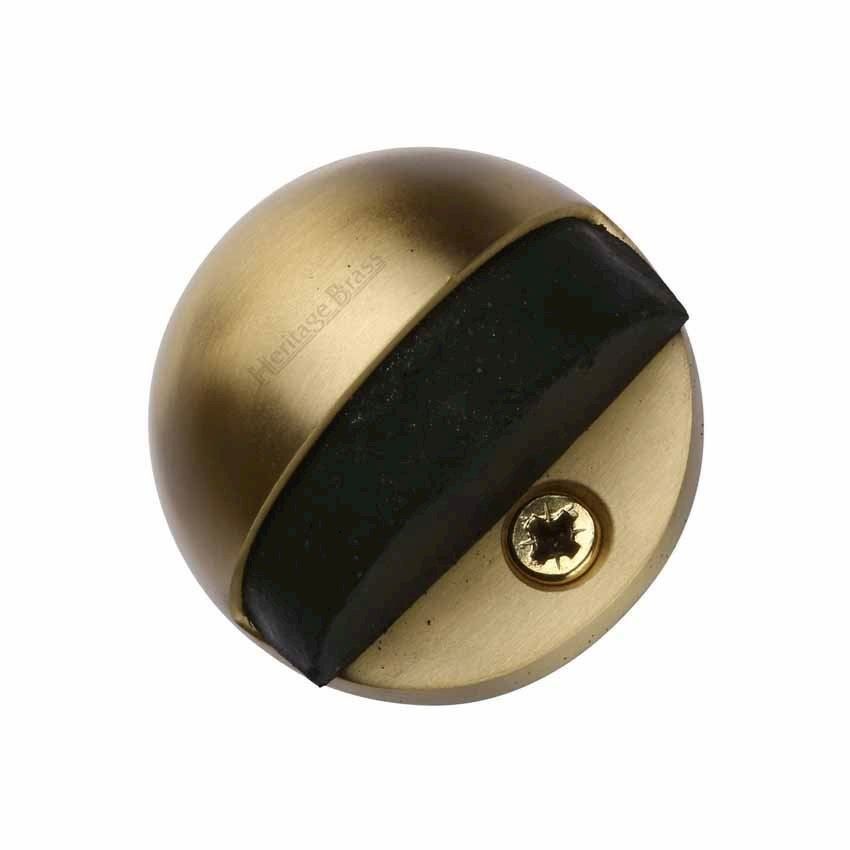 Floor Mounted Shielded Door Stop in Satin Brass Finish - V1080-SB