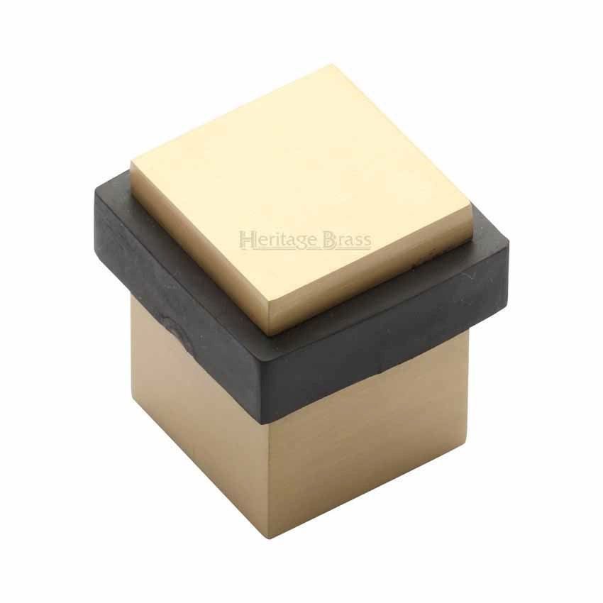 Square Floor Mounted Door Stop in Satin Brass Finish - V1089-SB