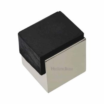 Square Cube Floor Mounted Door Stop in Polished Nickel Finish - V1082-PNF Square Cube Floor Mounted Door Stop in Polished Nickel Finish - V1082-PNF