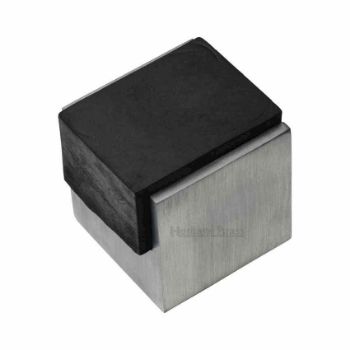 Square Cube Floor Mounted Door Stop in Satin Chrome Finish - V1082-SC Square Cube Floor Mounted Door Stop in Satin Chrome Finish - V1082-SC