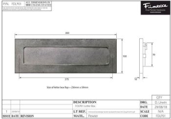 Finesse Design Pewter Door Letter Plate Drawing