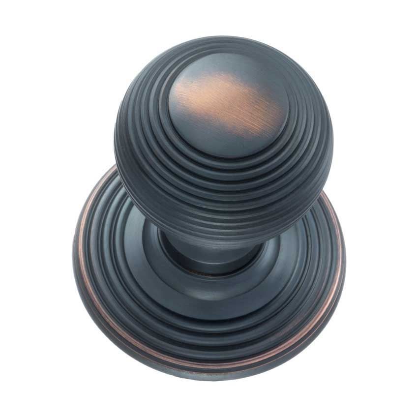 Ripon Round Reeded Door Knob in Antique Copper - OE50RMKAC