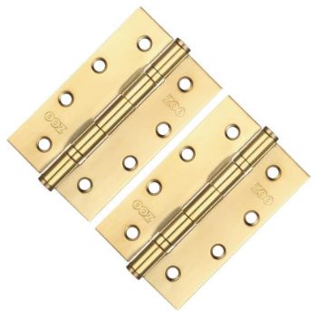 4" x 2.5" Slim Knuckle Bearing Hinges In PVD Brass  - ZHSS63PVD 4" x 2.5" Slim Knuckle Bearing Hinges In PVD Brass  - ZHSS63PVD