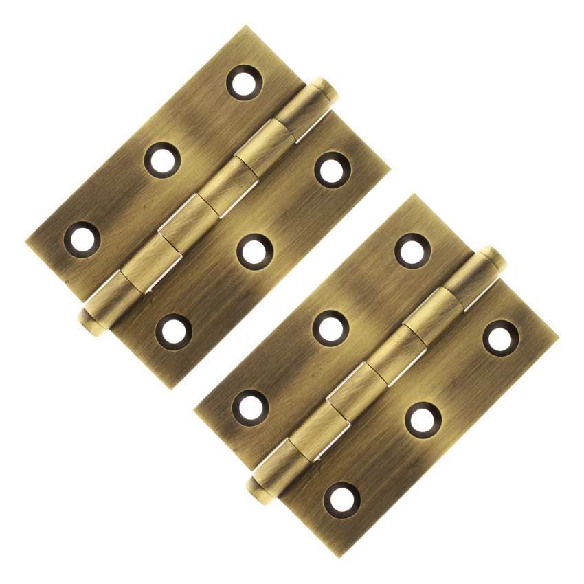 Button Tip Hinges 3" x 2" x 2.2mm in Matt Antique Brass - AWH3222MAB