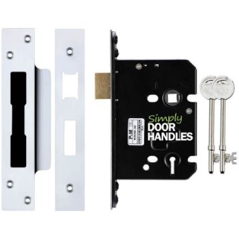 3 Lever Quality Door Sash Lock in Polished Chrome - ZUKS364-76PC