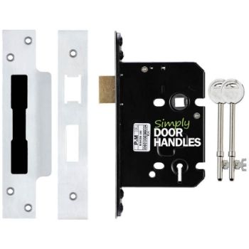 3 Lever Quality Door Sash Lock in Satin Chrome Finish  - ZUKS364-76SC