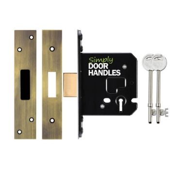 3 Lever Dead Lock In Antique Brass  - ZUKD376FB