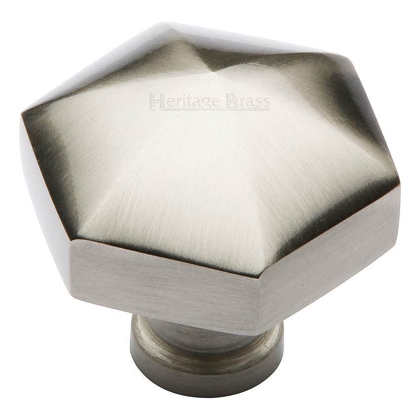 Hexagon Design Cabinet Knob in Satin Nickel Finish - C2238-SN