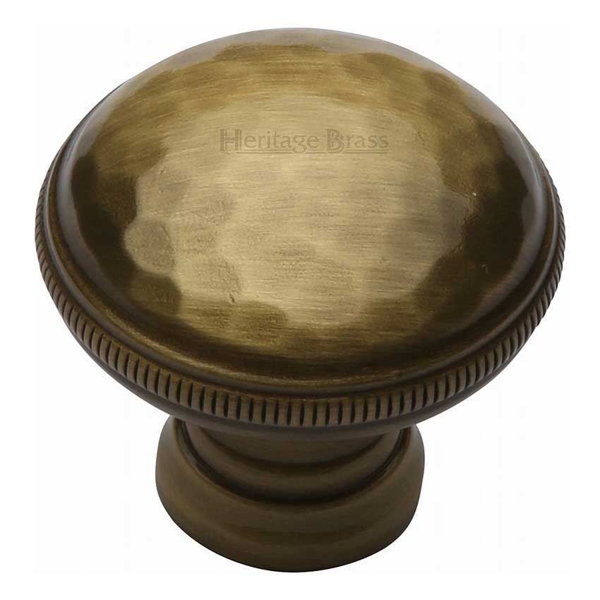 Hand Beaten Design Cabinet Knob in Antique Brass Finish - C4545-AT