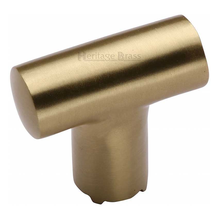 T Shaped Cabinet Knob in Satin Brass Finish - C2234-SB