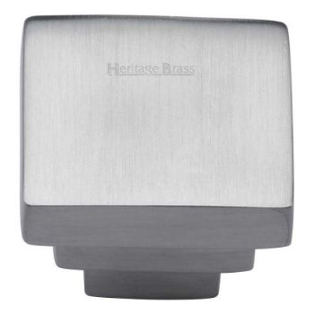 Square Stepped Cabinet Knob in Satin Chrome - C3672-SC