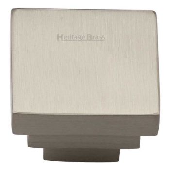Square Stepped Cabinet Knob in Satin Nickel - C3672-SN Square Stepped Cabinet Knob in Satin Nickel - C3672-SN