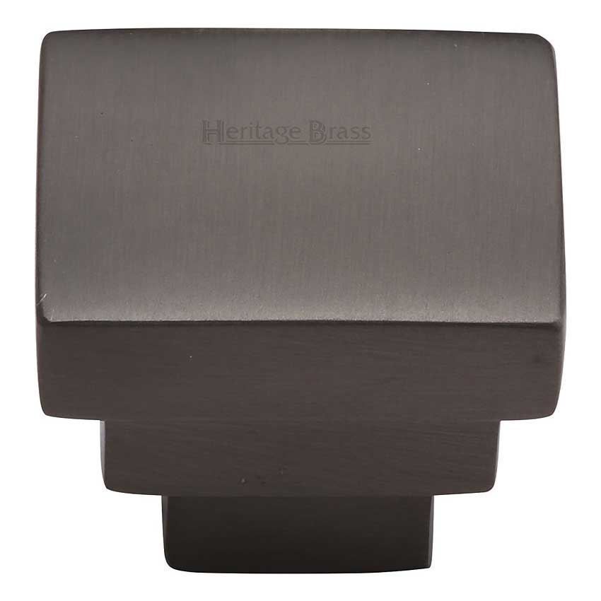 Square Stepped Design Cabinet Knob in Matt Bronze Finish - C3672-MB