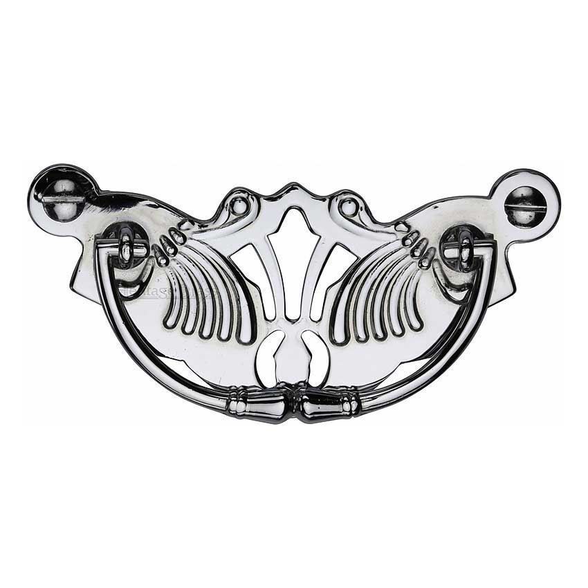 Cabinet Pull Ornate Plate Design Cabinet Knob in Polished Chrome Finish - V5021-PC