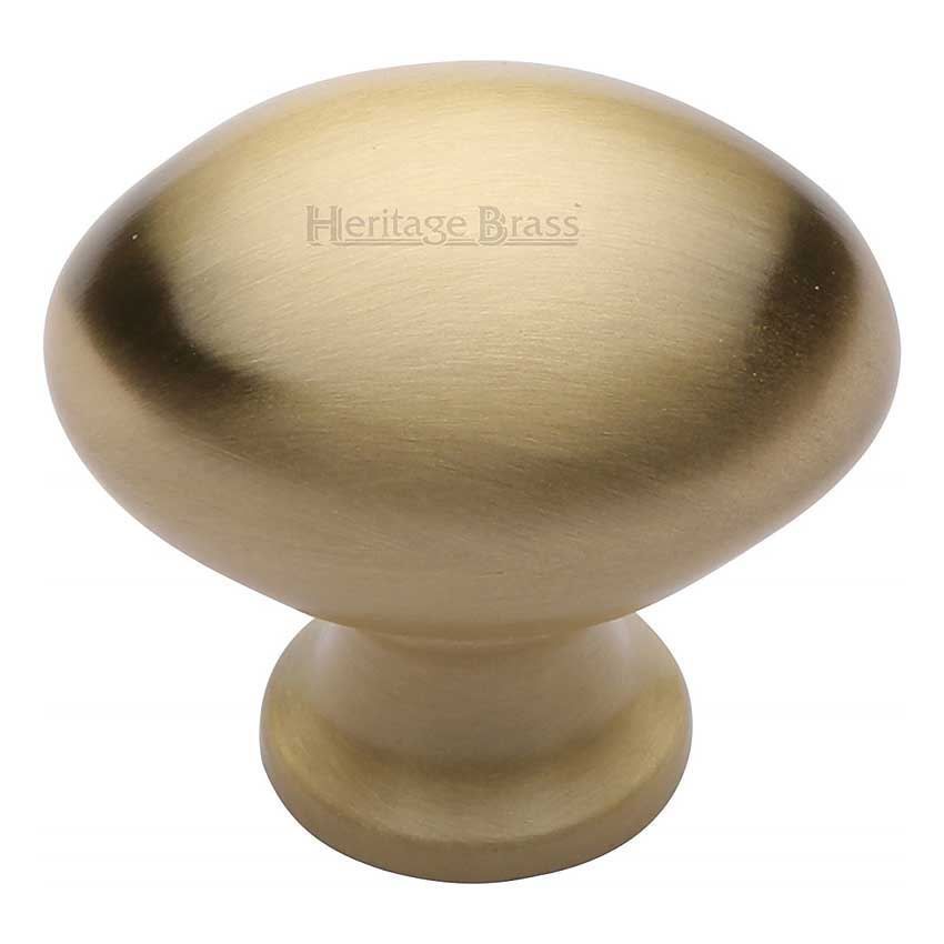 Oval Design Cabinet Knob in Satin Brass Finish - C114-SB