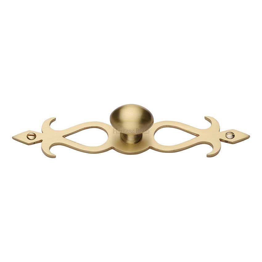 Oval Backplate Design Cabinet Knob in Satin Brass Finish - C3072-SB