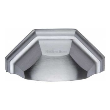 Traditional Cup Pull Handle in Satin Chrome Finish - C2768-SC Traditional Cup Pull Handle in Satin Chrome Finish - C2768-SC