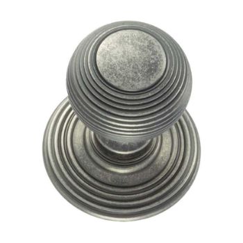 Ripon Round Reeded Door Knob in Distressed Silver-OE50RMKDS Ripon Round Reeded Door Knob in Distressed Silver-OE50RMKDS