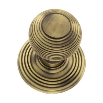Ripon Round Reeded Door Knob in Matt Antique Brass-OE50RMKMAB  Ripon Round Reeded Door Knob in Matt Antique Brass-OE50RMKMAB