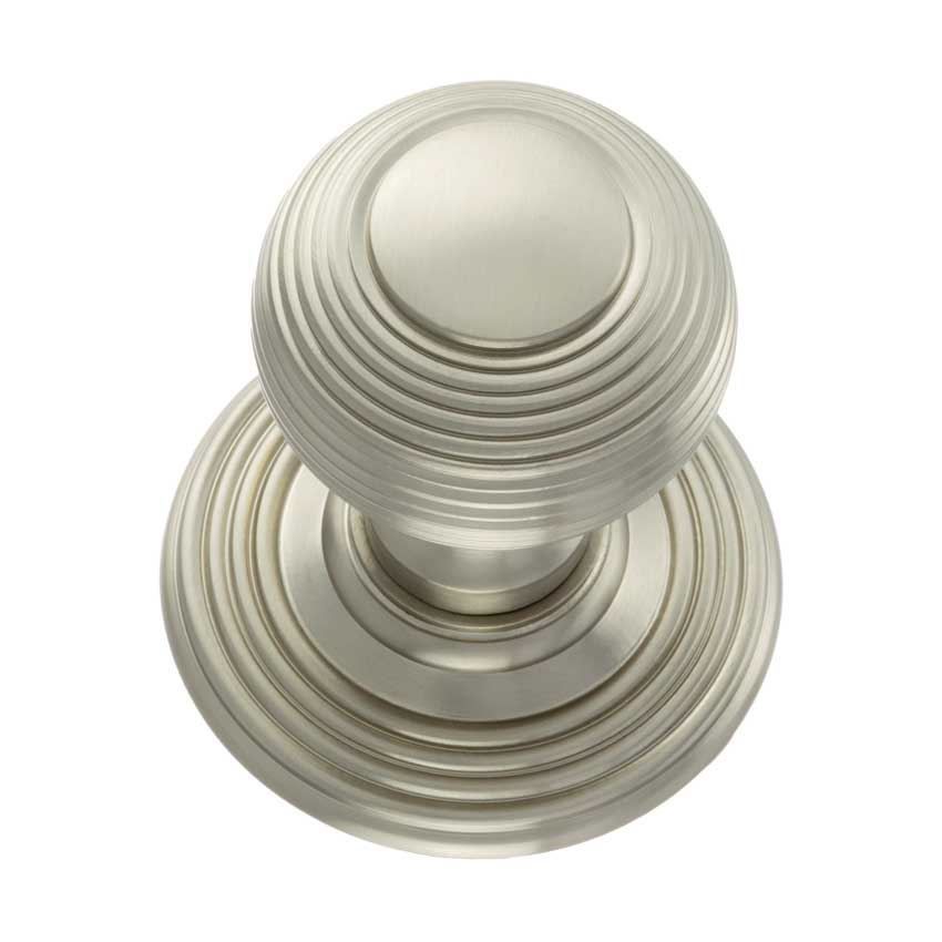 Ripon Round Reeded Door Knob in Satin Nickel-OE50RMKSN