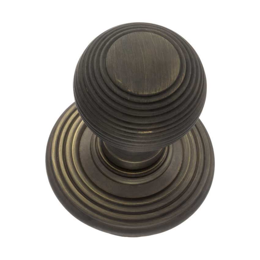 Ripon Round Reeded Door Knob in Urban Bronze-OE50RMKUB