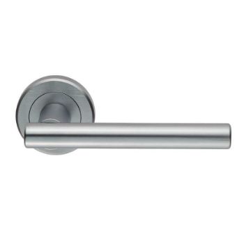 Philadelphia Door Handle on a Rose in Satin Chrome - ZIN3121SC