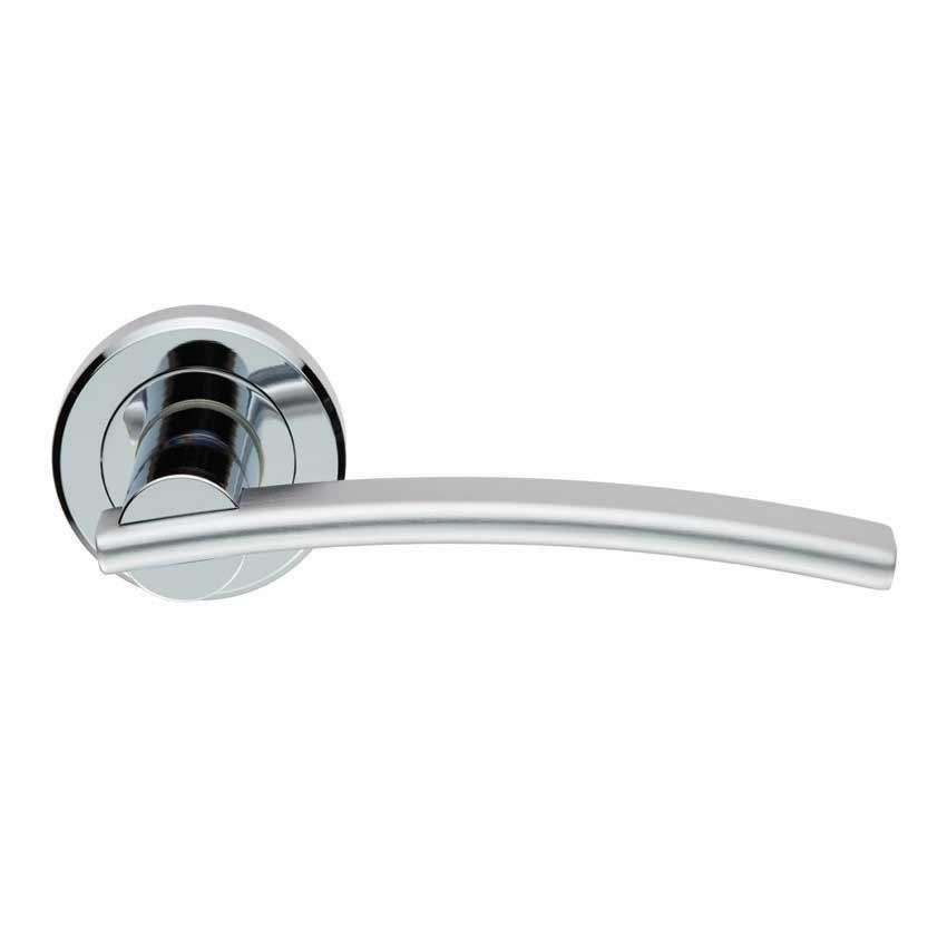 Cumulus Door Handle on a Rose in Duel Polished and Satin Chrome Finish - ZIN3129PCSC 