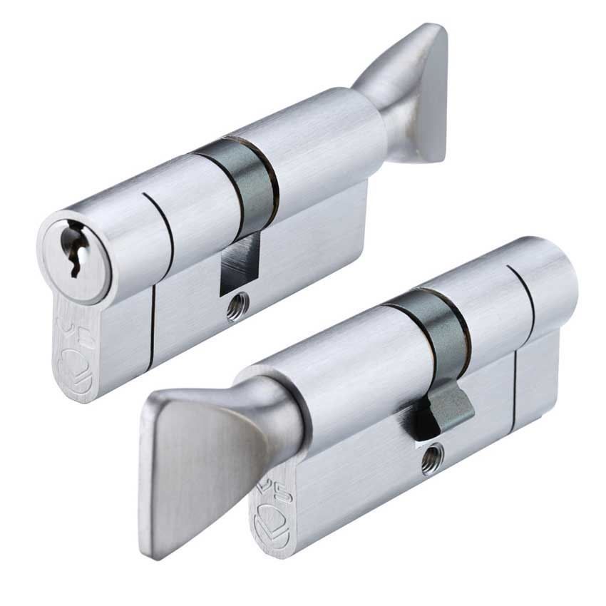 Euro Cylinder and Turn KTD - Satin Chrome