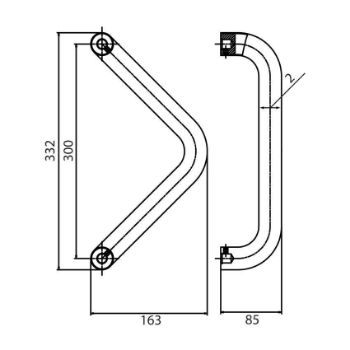 Stainless Steel V Shape Bar Door Handle in Satin Stainless Steel Finish-1S070 