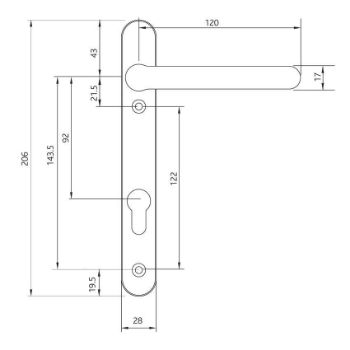 Windsor Sprung Lever Lever Inline Door Handle- Hardex Satin Chrome- 1F002 