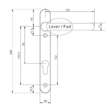 Windsor Sprung Lever Pad Inline Door Handle- Hardex Chrome- 1F101