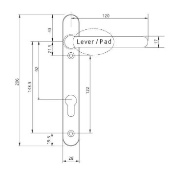 Windsor Sprung Lever Pad Inline Door Handle- Antique Black- 1F106 