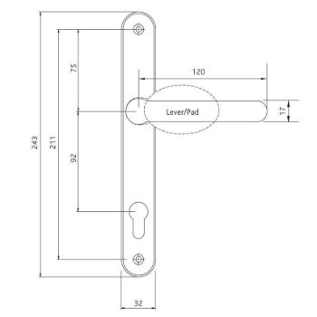 Balmoral Inline Lever Pad Multipoint Door Handle- Hardex Chrome - 1D101