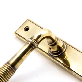 Reeded Slimline Sprung Lever Espag Lock Set- Aged Brass