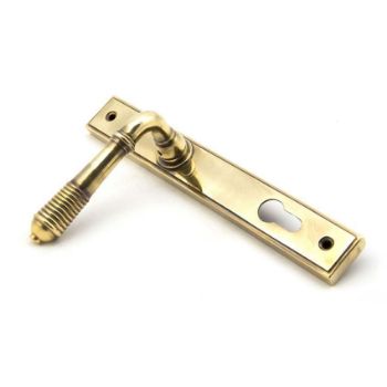 Reeded Slimline Sprung Lever Espag Lock Set- Aged Brass