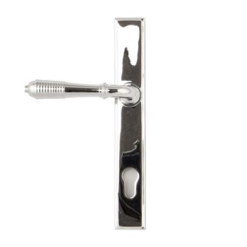 Reeded Slimline Sprung Lever Espag Lock Set- Polished Chrome