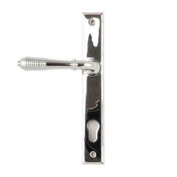 Reeded Slimline Sprung Lever Espag Lock Set- Polished Chrome