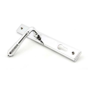 Reeded Slimline Sprung Lever Espag Lock Set- Polished Chrome