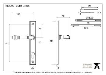 Reeded Slimline Sprung Lever Espag Lock Set- Polished Chrome