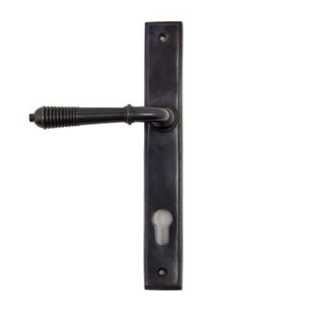 Reeded Slimline Sprung Lever Espag Lock Set- Aged Bronze