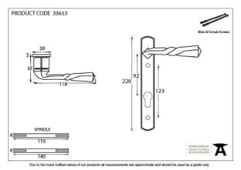 Pewter Narrow PVC Door Handle - 33633 