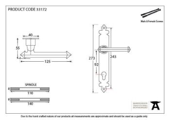 Black Tudor Door Handle Espag. Lock Set- 33172 