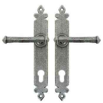 Pewter Tudor Door Handle Espag. Lock Set- 33766 