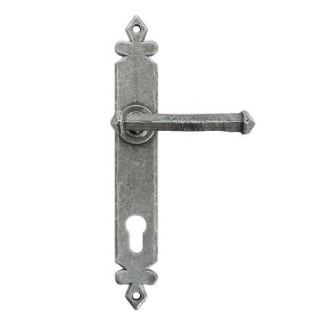Pewter Tudor Door Handle Espag. Lock Set- 33766 
