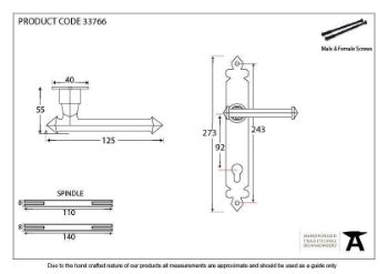 Pewter Tudor Door Handle Espag. Lock Set- 33766 