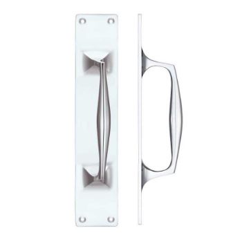 Fulton & Bray Polished Chrome PULL HANDLE ON a BACKPLATE- FB112ACP Fulton & Bray Polished Chrome PULL HANDLE ON a BACKPLATE- FB112ACP