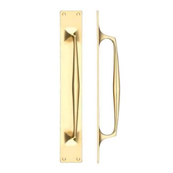 Fulton & Bray Polished Brass PULL HANDLE ON a BACKPLATE- FB112B Fulton & Bray Polished Brass PULL HANDLE ON a BACKPLATE- FB112B