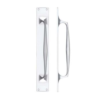 Fulton & Bray Polished Chrome PULL HANDLE ON a BACKPLATE- FB112BCP Fulton & Bray Polished Chrome PULL HANDLE ON a BACKPLATE- FB112BCP