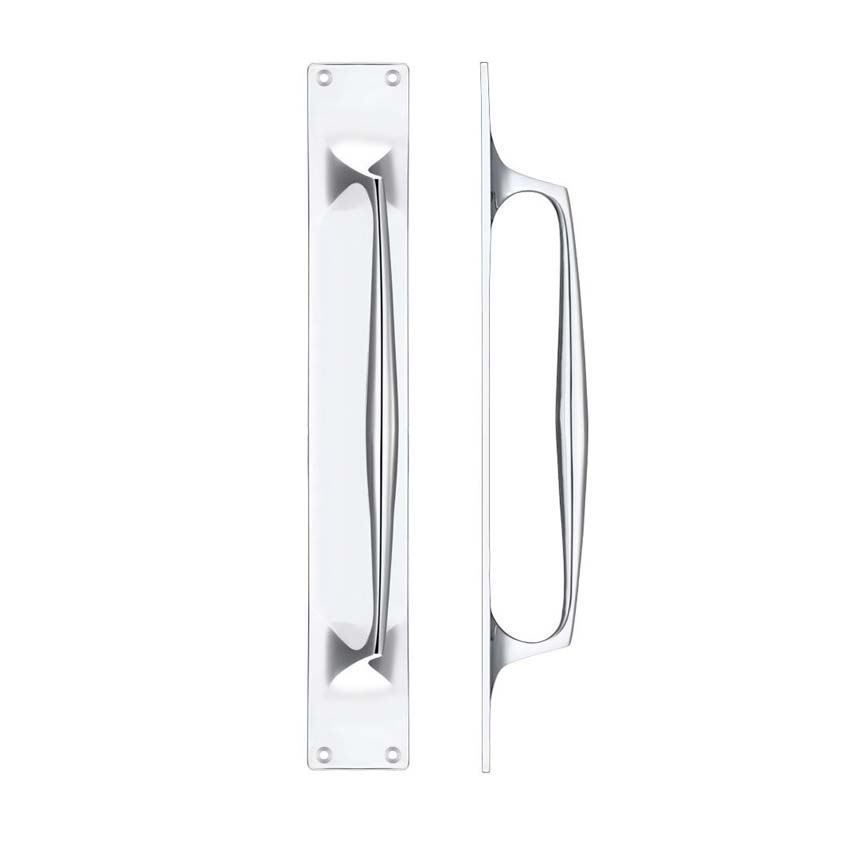 Fulton & Bray Polished Chrome PULL HANDLE ON a BACKPLATE- FB112BCP