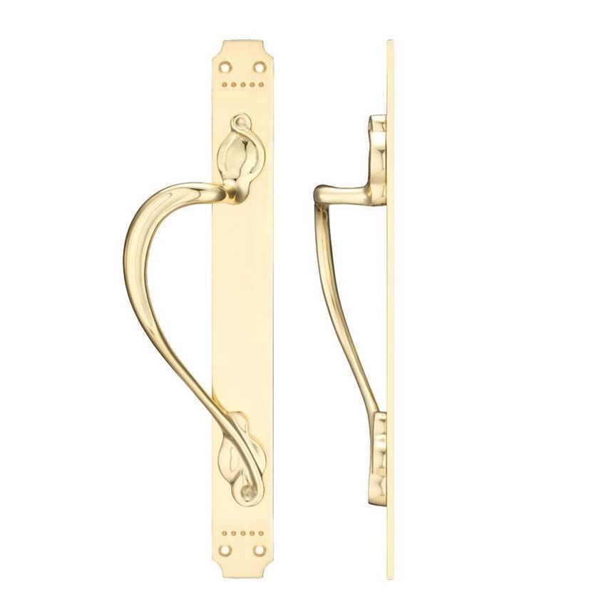 PULL HANDLE ON ART NOUVEAU BACKPLATE- FB114PB 